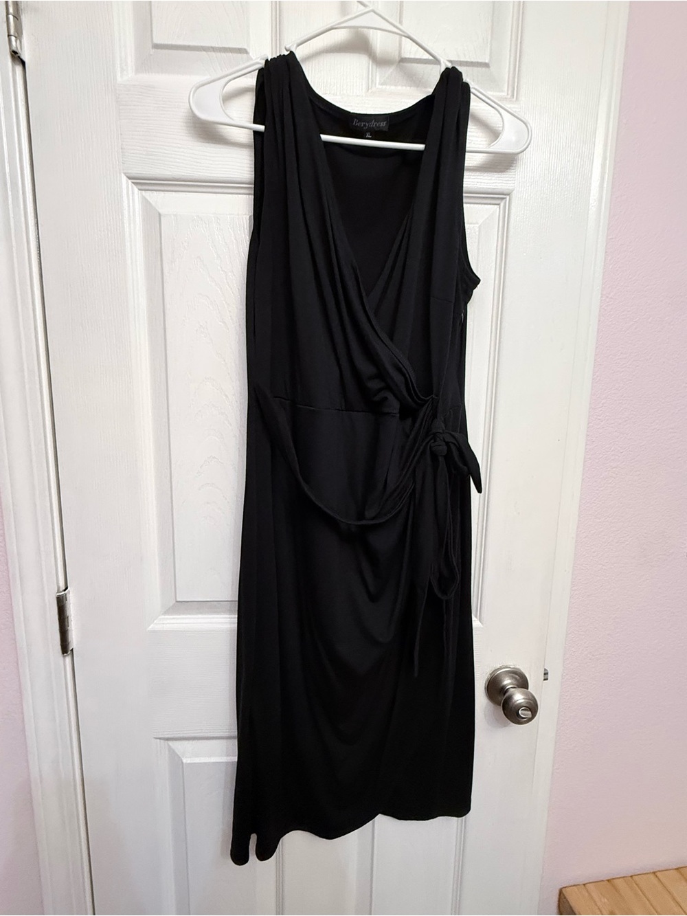 Amazon Black Sleeveless Wrap Midi Dress